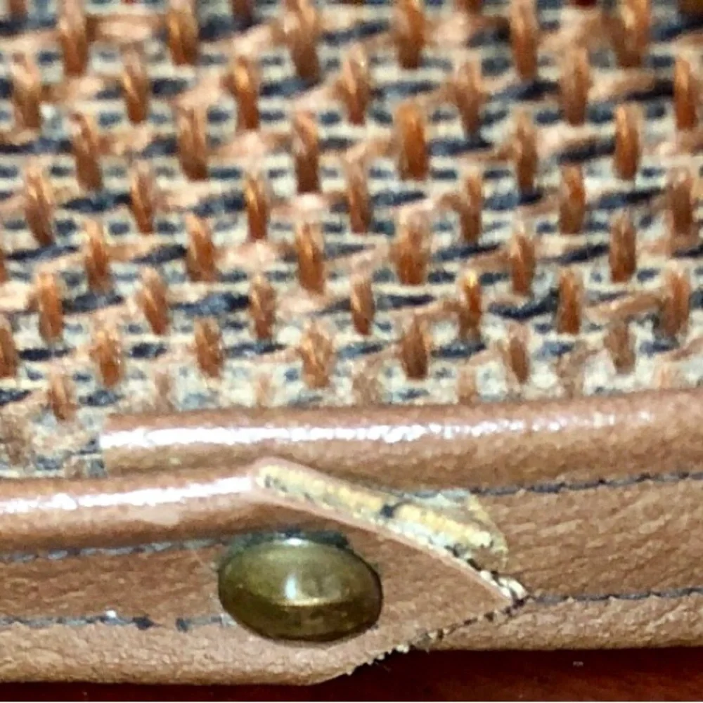 Woven vintage hardbody Brown bucket Tote Bag with Horse Motif